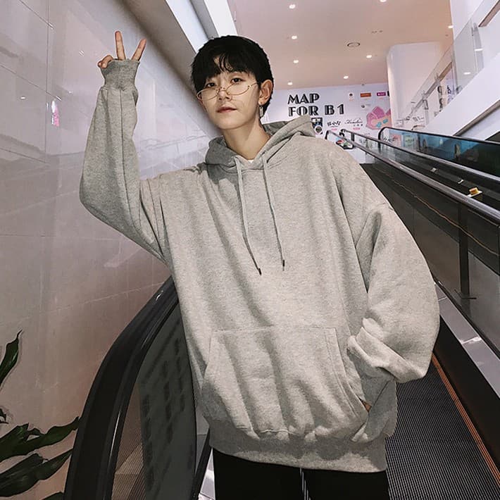 เสื้อกันหนาวแขนยาว มีฮู้ด สีพื้น แฟชั่นสำหรับผู้ชาย ไซซ์ M-5XL รูปที่ 5