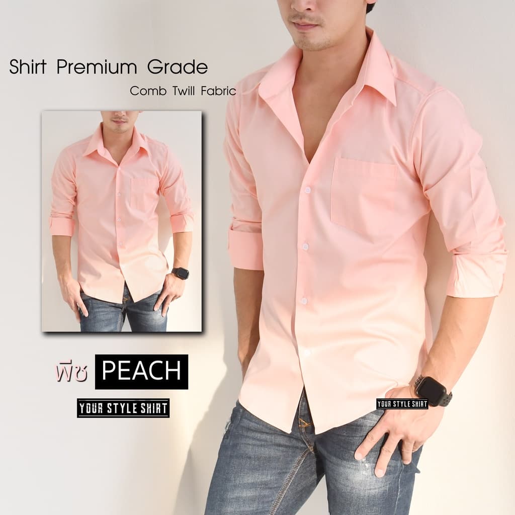เสื้อเชิ้ต แขนยาว สำหรับผู้ชาย ทรงเข้ารูป ผลิตจากผ้า Comb Twill เสื้อเชิ้ตแขนยาว เสื้อผู้ชาย เสื้อสีดำ รูปที่ 7