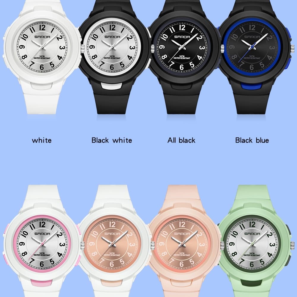 Sanda 2022 นาฬิกาข้อมือสปอร์ต กันน้ํา สีพื้น สําหรับเด็กผู้ชาย ผู้หญิง 6095-14 รูปที่ 6