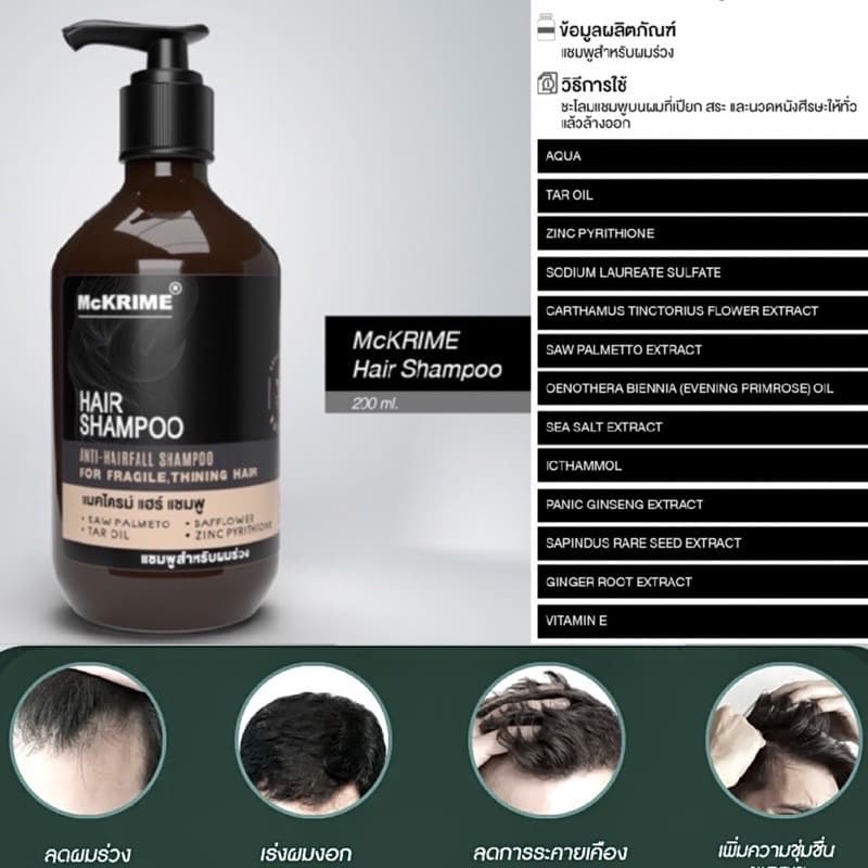 McKRIME Anti Hair Loss Formula Shampoo 200 ml แชมพูลดผมร่วง บำรุงรากผม หนังศีรษะ รูปที่ 1