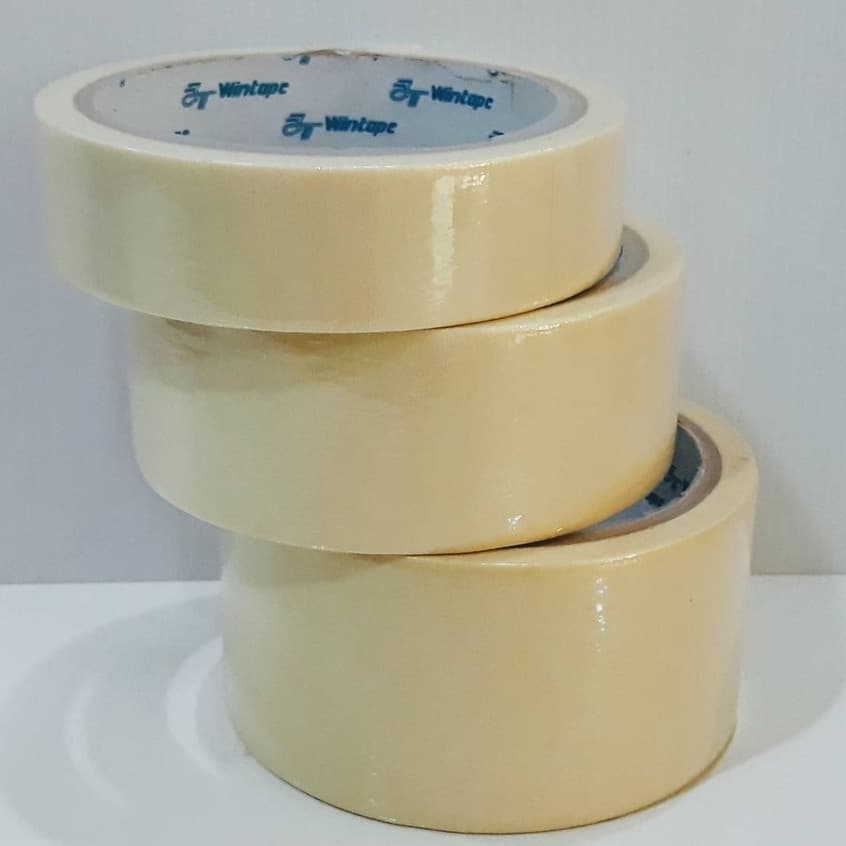 เทปย่น Wintape เทปหนังไก่ เทปบังพ่น สีขาวนวล คุณภาพสูง ยาว 20 หลา เลือกขนาดได้ รูปที่ 3