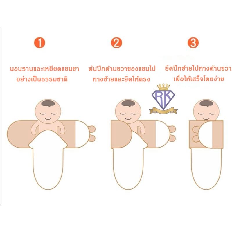 C0028 ถุงนอนผ้าฝ้าย ผ้าห่อตัวสำเร็จรูปลายน่ารักสำหรับเด็ก kolaco SwaddleMe Summer รูปที่ 9