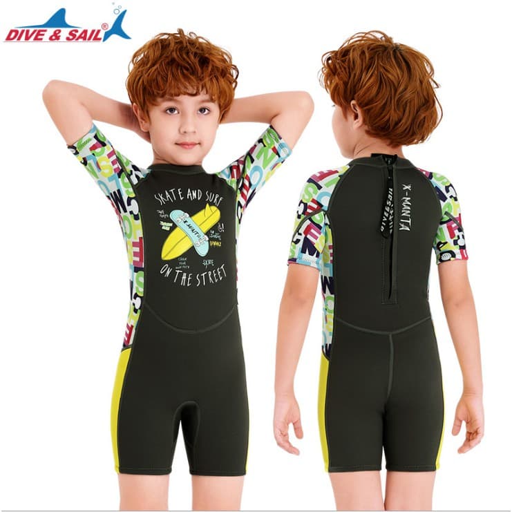 ชุดว่ายน้ำเด็ก ผู้ชาย เก็บอุณหภูมิ Swimsuite กันหนาวกันแดด 2.5mmMMLanLaส่งในไทย รูปที่ 5