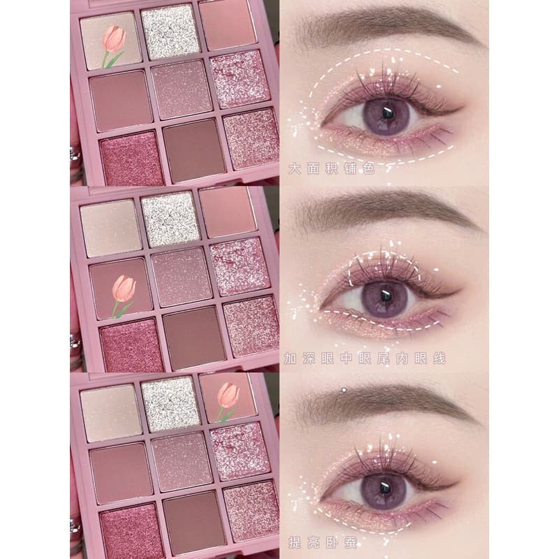 DIKALU COCO VENUS พาเลทอายแชโดว์ 9 สี โทนชมพูนู้ด เนื้อดินน้ำมัน ใยไหม แมทประกายชิมเมอร์ สีสวย ติดทน Eye Shadow รูปที่ 6