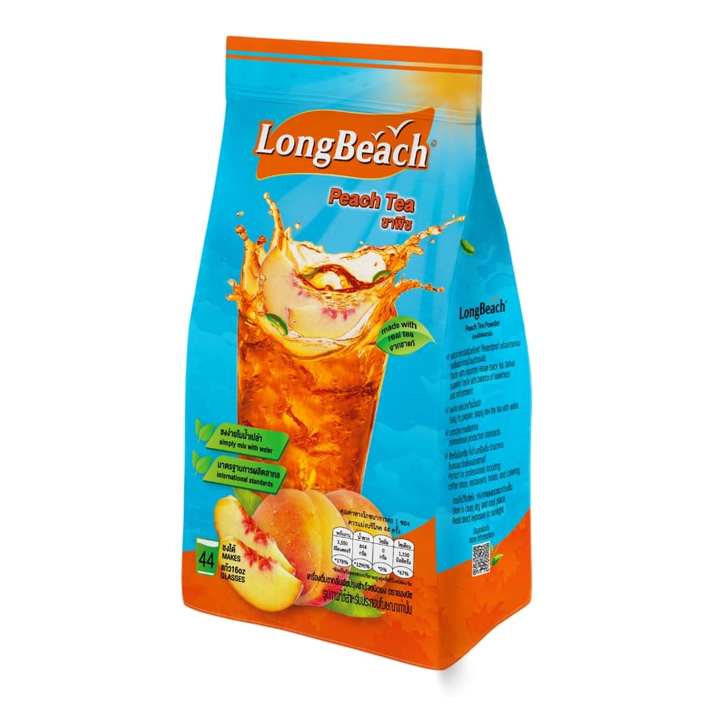ผงชงชาพีช ตราลองบีช 900 กรัม ชาพีช Longbeach Peach Tea ชา ผงชง ผงชาพีช รูปที่ 1