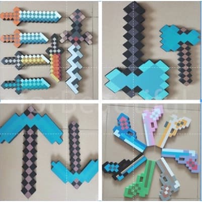 Minecraft เกม EVA โฟมเพชร Pickaxe ขวาน Hamaxe ดาบของเล่นเด็กของขวัญ Action Figure ของเล่นคอสเพลย์ Props ของขวัญ รูปที่ 9