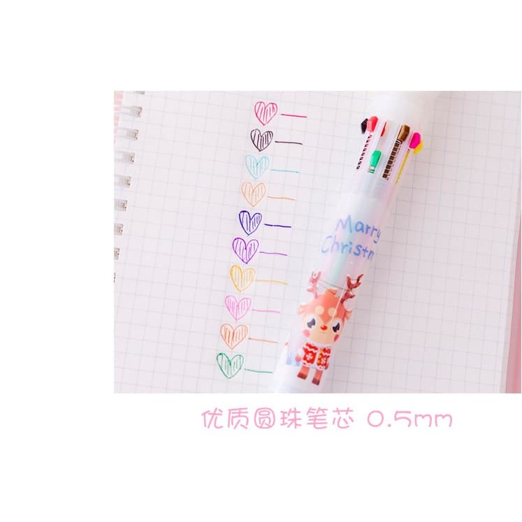 ปากกาลูกลื่น 6 สีในด้าม 0.5mm ปากกาหัวตุ๊กตาคริสต์มาส Christmas ซานตาคลอส เรนเดียร์ สโนว์แมน ใช้จดบันทึก คละลาย รูปที่ 4