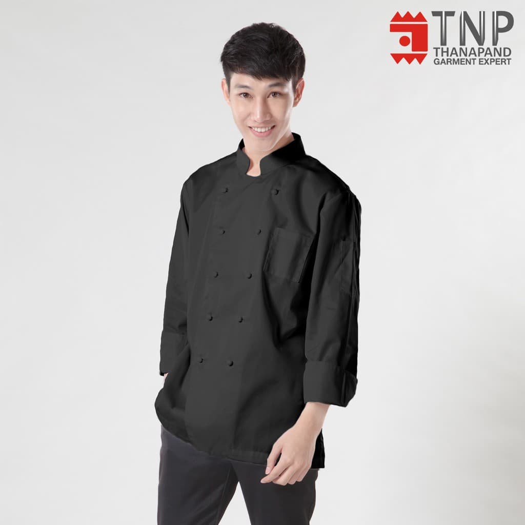 เสื้อเชฟแขนยาว คอจีน กระดุมเซฟตี้ รหัส : CJ1T รูปที่ 4