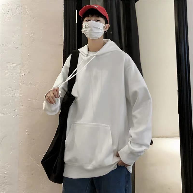 เสื้อกันหนาวแขนยาว มีฮู้ด สีพื้น แฟชั่นสำหรับผู้ชาย ไซซ์ M-5XL รูปที่ 6