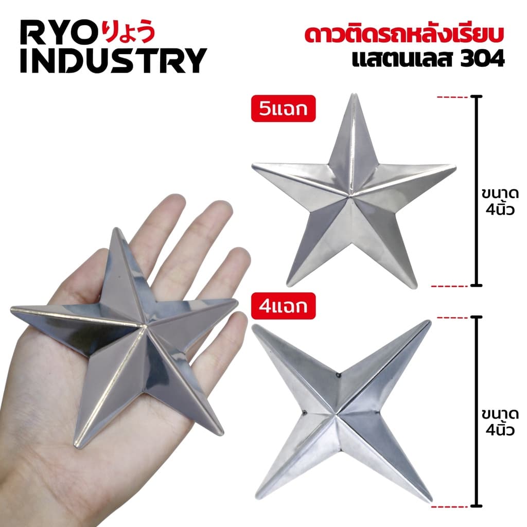 ดาวหลังเรียบ ติดแผงหน้า มีหลายขนาด งานสแตนเลส 304 !!! แถมกาว3Mฟรี !!! รูปที่ 9