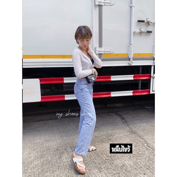 รองเท้าแตะ IVY SHOES รองเท้าสไตล์วินเทจ สไตล์ไบเก้น พื้นนุ่ม สีขาวล้วน 6 แบบ รูปที่ 2