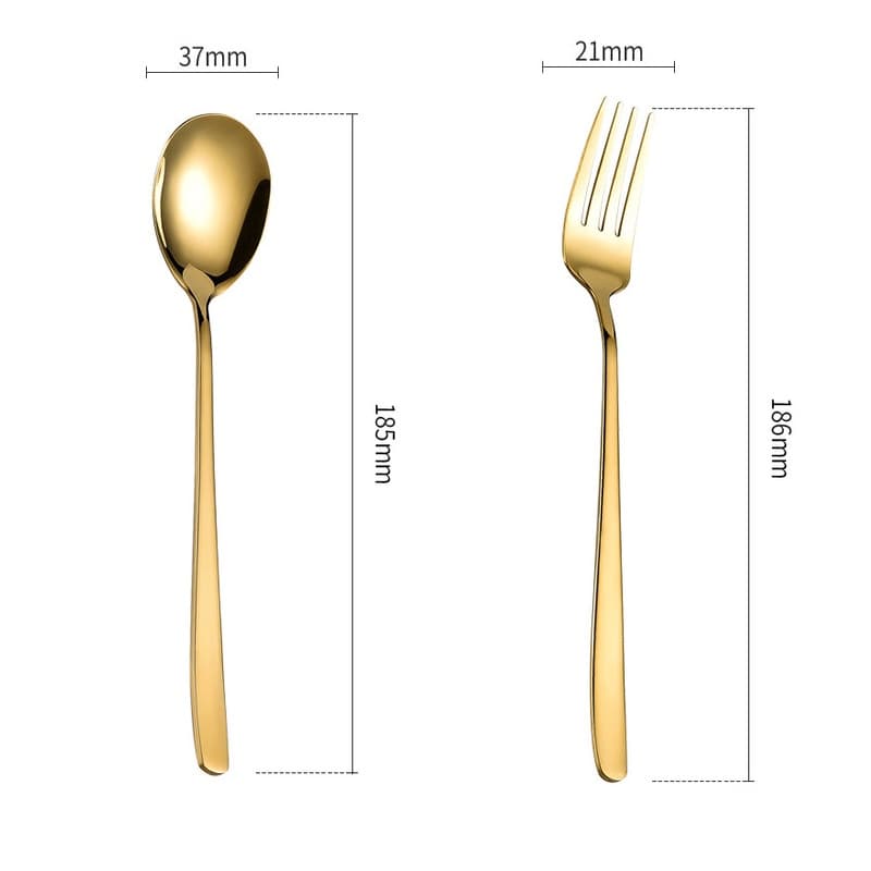 พร้อมจัดส่ง ช้อนส้อม ช้อน&ส้อม ช้อนเกาหลี ส้อมเกาหลี PEAR Golden/Silvery HB0062 รูปที่ 9
