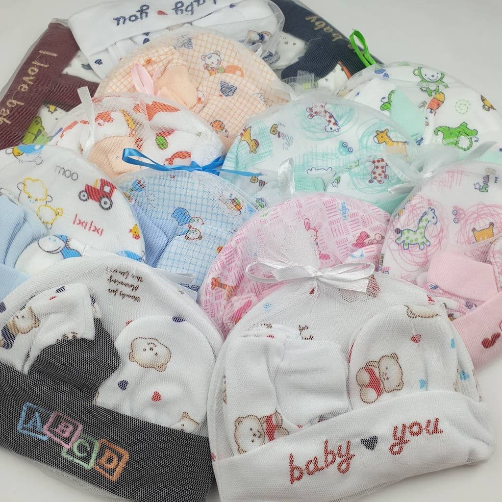หมวก ถุงมือถุงเท้า สำหรับเด็กแรกเกิด เซ็ตหมวก ลายน่ารัก ของเตรียมคลอด สินค้าไทย รูปที่ 4