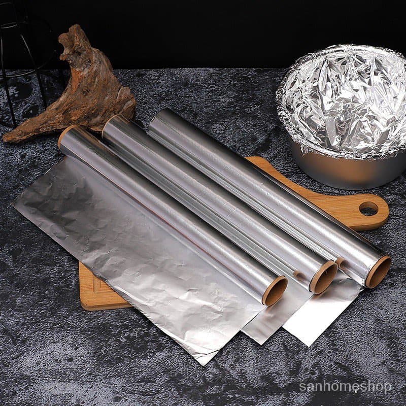 พร้อมจัดส่งฟอยล์อะลูมิเนียม ฟอยล์ห่ออาหาร 5M 10M สีเงิน Bake and barbecue tin foil H-A-9 รูปที่ 3