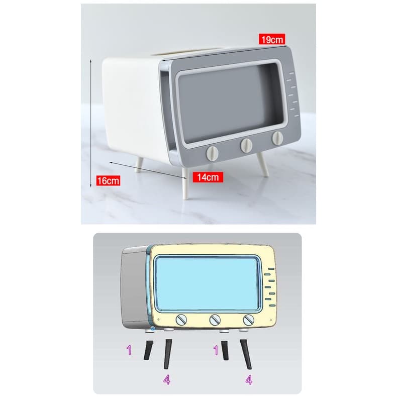 Jumper Kids กล่องกระดาษทิชชู่ TV ใส่ทิชชู่ ใส่ของ พร้อมที่ตั้งโทรศัพท์ ทรงทีวี รูปที่ 9