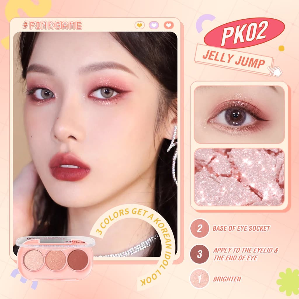 Pinkflash PINKGAME พาเลตต์อายแชโดว์ สีชมพู 11 เฉดสี รูปที่ 3