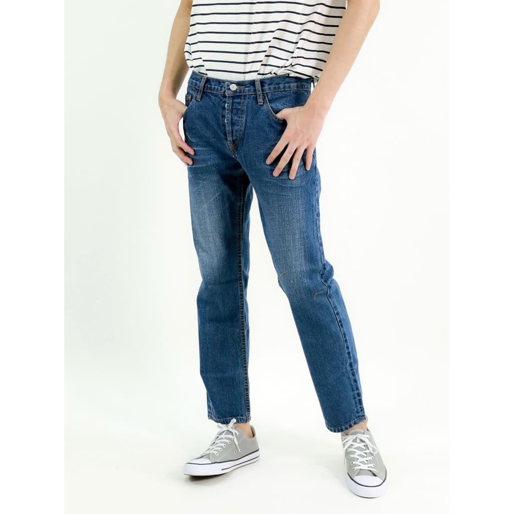 กางเกงยีนส์ ผู้ชาย ริมแดง ทรงกระบอก ผ้าไม่ยืด สีน้ำเงิน LJR Jeans Selvedge Denim Men Jeans รูปที่ 2