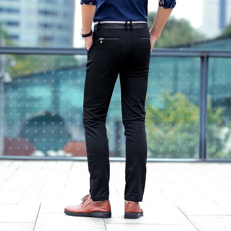Ready Stock Mens Black Slacks Business Office อย่างเป็นทางการยืดกางเกงขายาวลําลอง Slimfit รูปที่ 5
