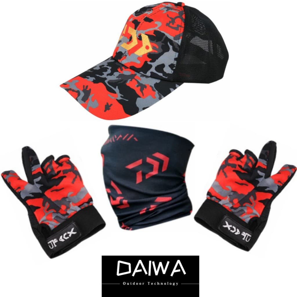 DAIWA Fishing Gloves + Breathable Nets Fishing Hat + Sunscreen Face Mask รูปที่ 2