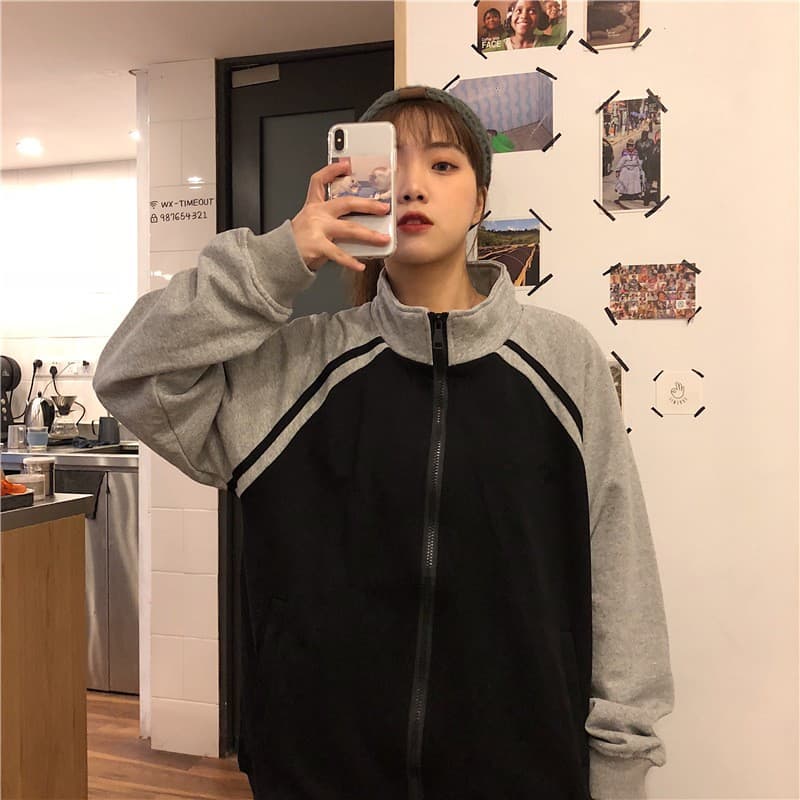 เสื้อกันหนาวผู้หญิง เสื้อคลุมแขนยาว แบบมีซิป ผ้าสำลี ใส่สบาย รูปที่ 2