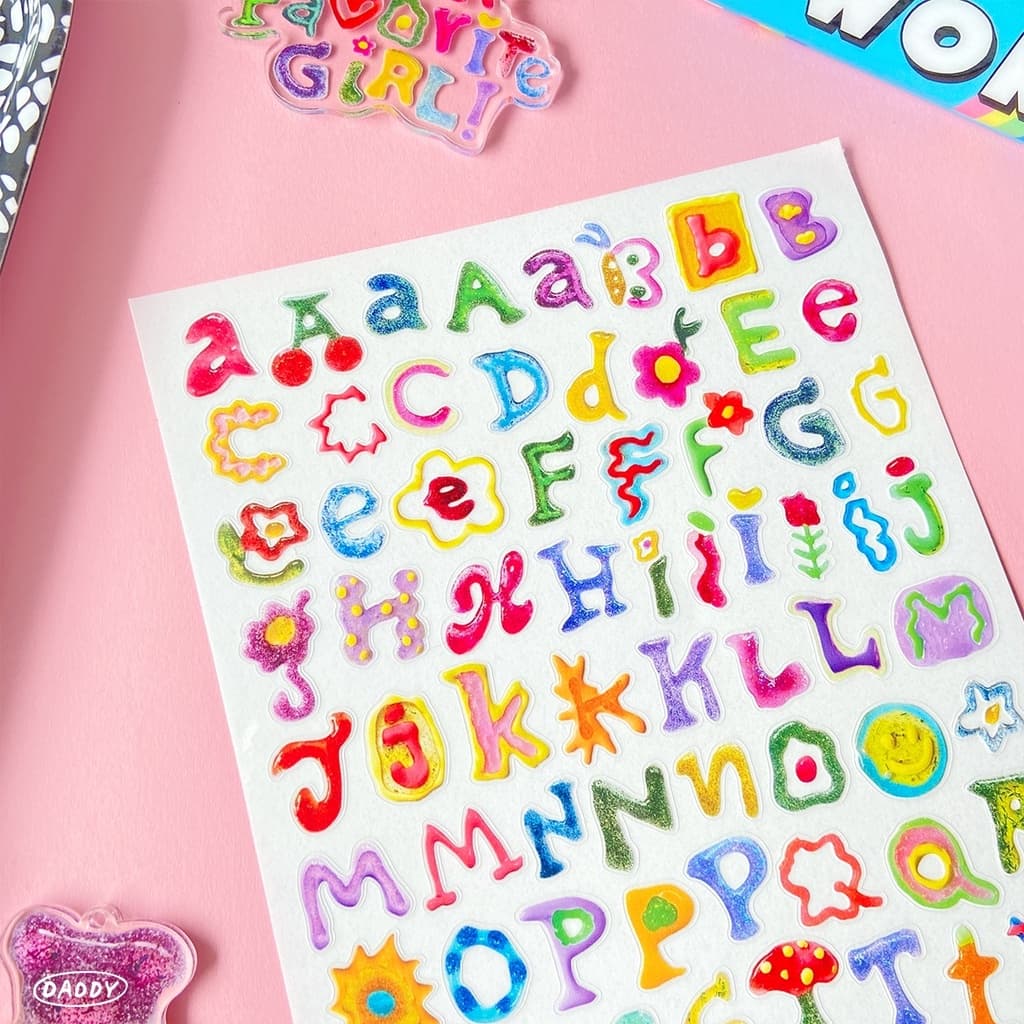 DADDY | Glitter Glue Alphabet Sticker A5 สติ๊กเกอร์ตกแต่ง ลายตัวอักษร เนื้อวิ้งๆ รูปที่ 3