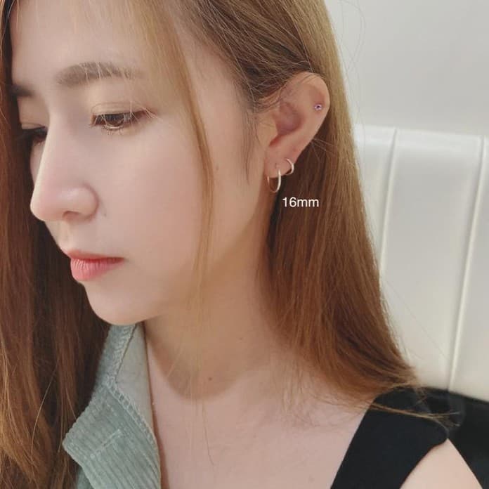 Suwann.na ต่างหูห่วง ต่างหูเงินแท้ ห่วงหลอด 8, 10, 12, 14, 16, 18, 25, 40 mm รูปที่ 6