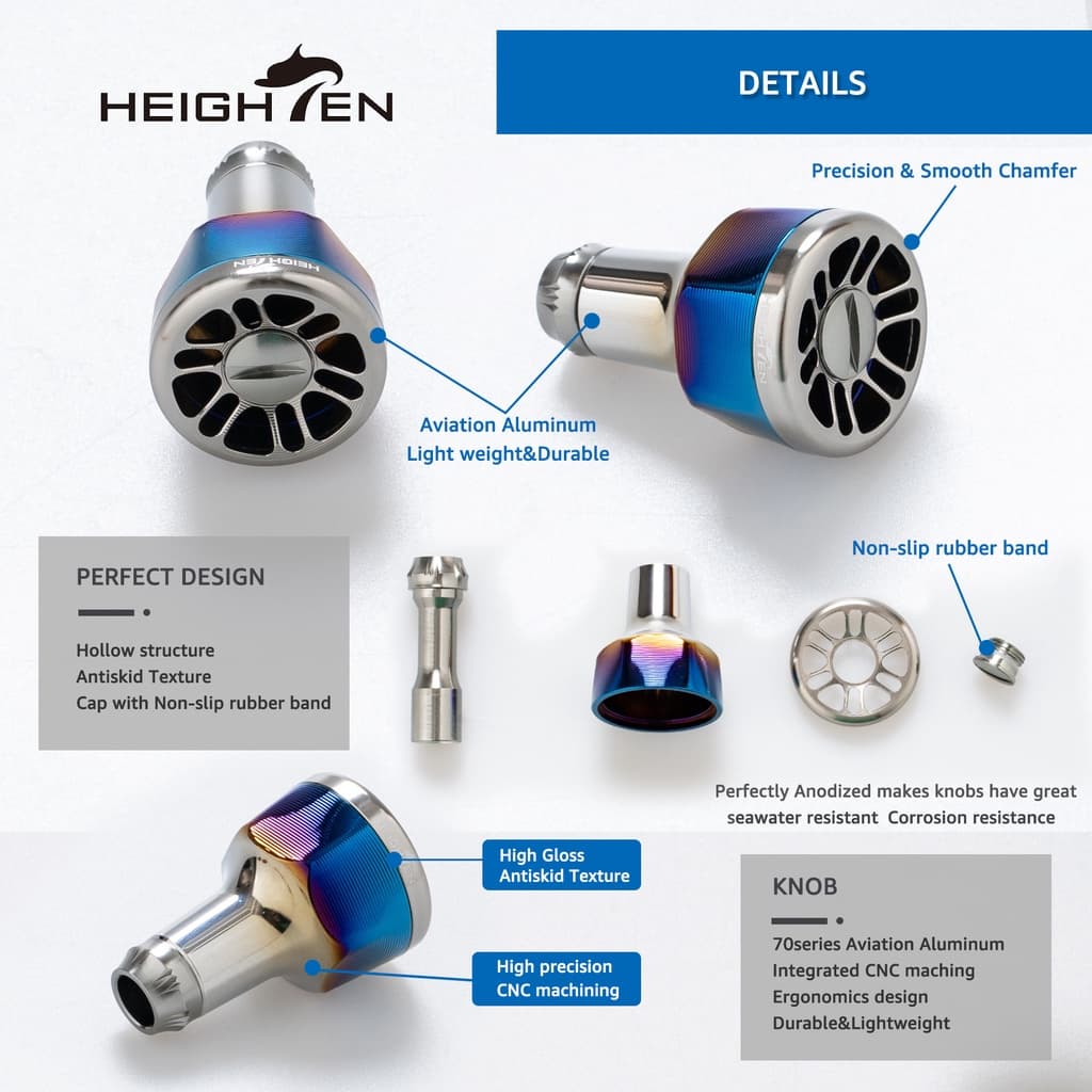 HEIGHTEN ลูกบิดมือจับรอก 24.5 มม. สําหรับด้ามจับรอก Shimano Type A และ Daiwa Type S รูปที่ 5