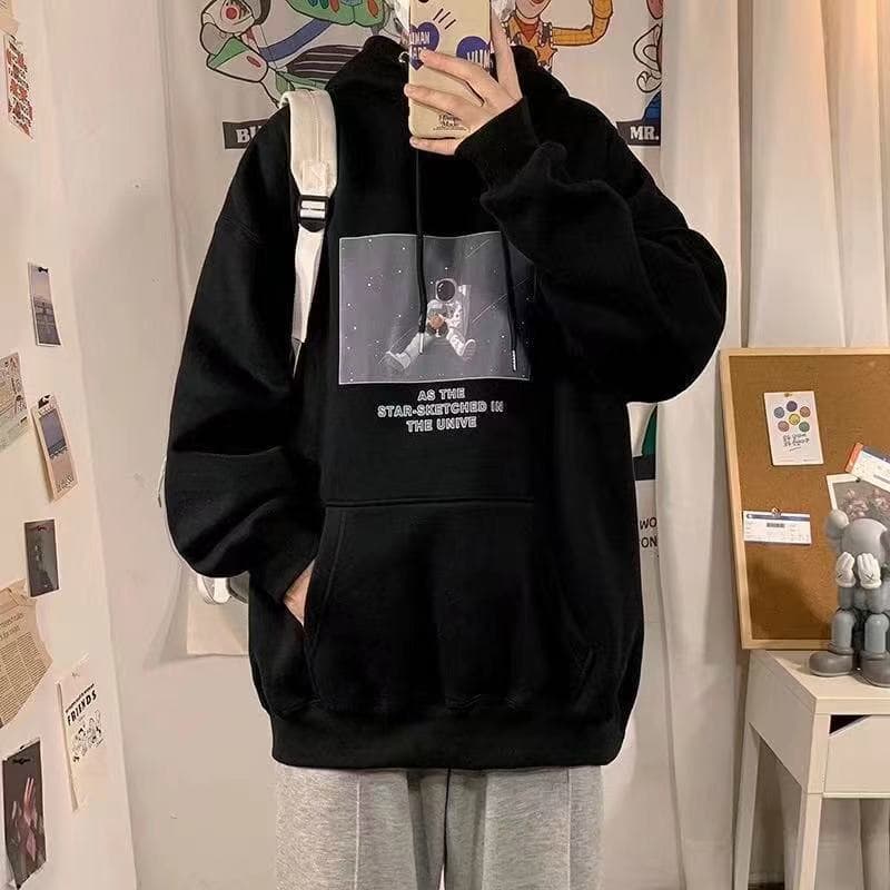 TS MEN เสื้อแขนยาวมีฮู้ด เสื้อกันหนาวมีฮู้ด ผ้าสำลี ผ้าหนาดีใส่สบาย รุ่น0099 รูปที่ 1