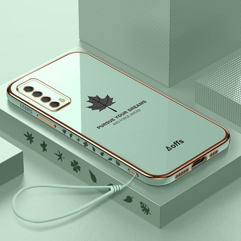 ปลอกสไตล์ใบเมเปิ้ล Huawei Y7A เคสโทรศัพท์ทรงสี่เหลี่ยมเคสชุบอ่อน รูปที่ 1