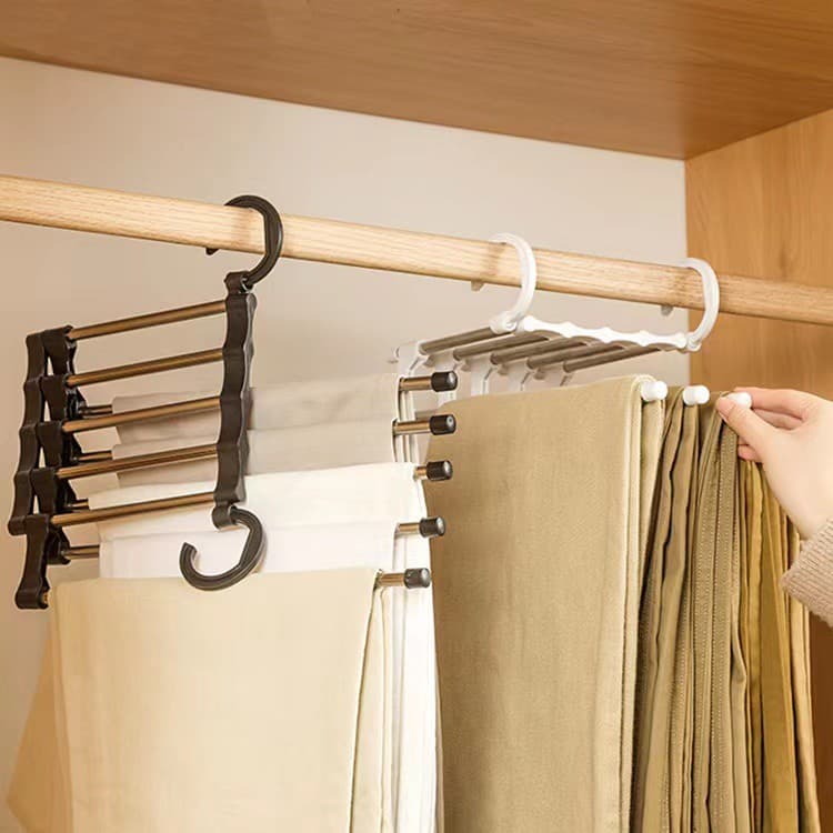 OMUDA_SHOP ไม้แขวน ไม้แขวนกางเกง 5 ชั้น ไม้แขวนสแตนเลส Pant racks stainless steel linhaomall รูปที่ 4