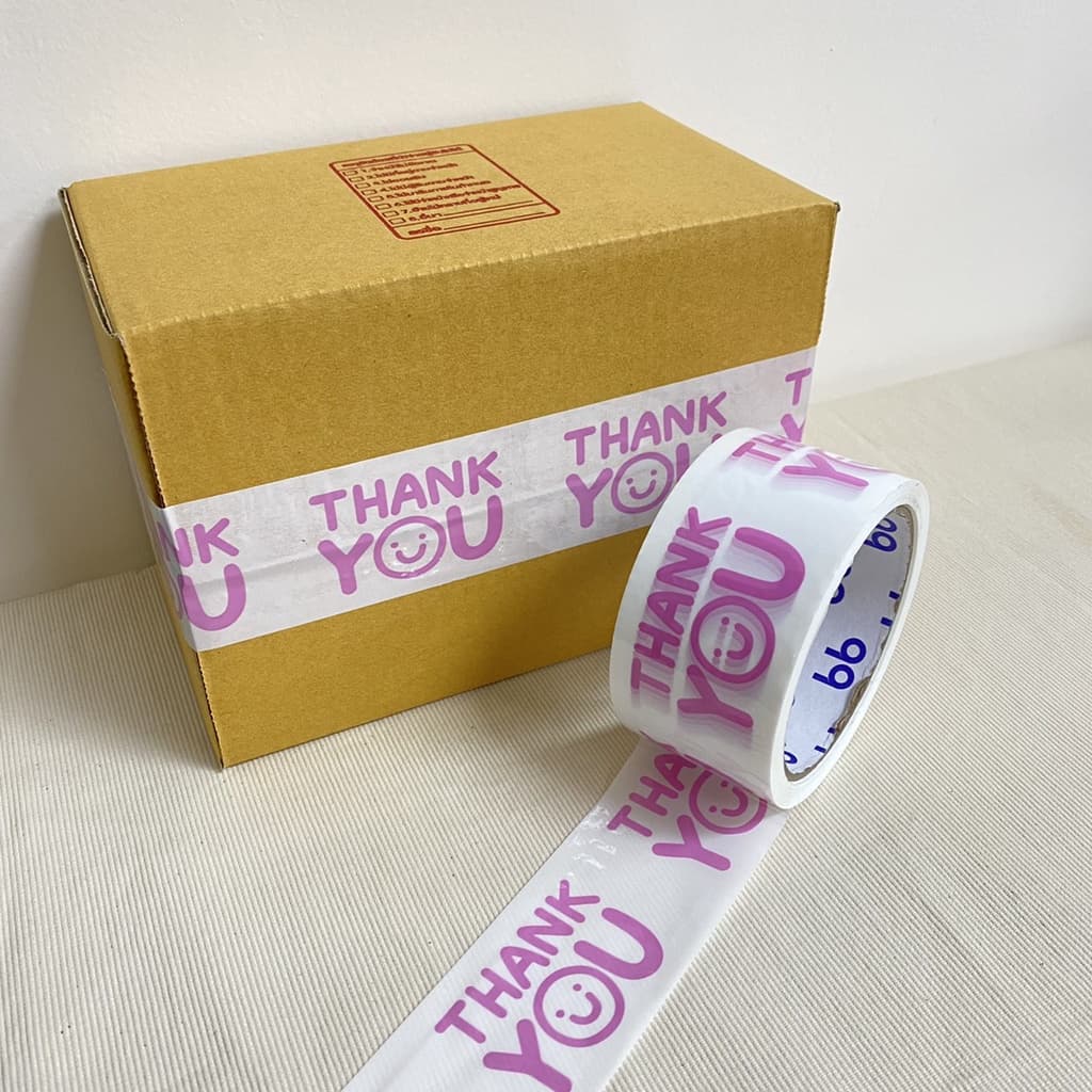 เทป Thank you 2 นิ้ว 45 หลา 10 สี 10 แบบ Thank you tape สีดำ OPP tape ปิดกล่อง ติดกล่อง รูปที่ 5