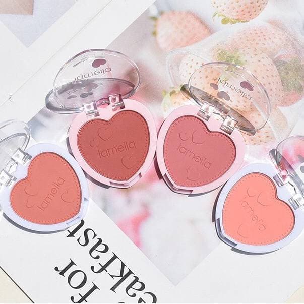 N064 ลาเมล่าบลัชออนหัวใจ เนื้อดี สีสวย บลัชออนโทนส้ม ส้มพีช ชมพูพีช รูปที่ 2