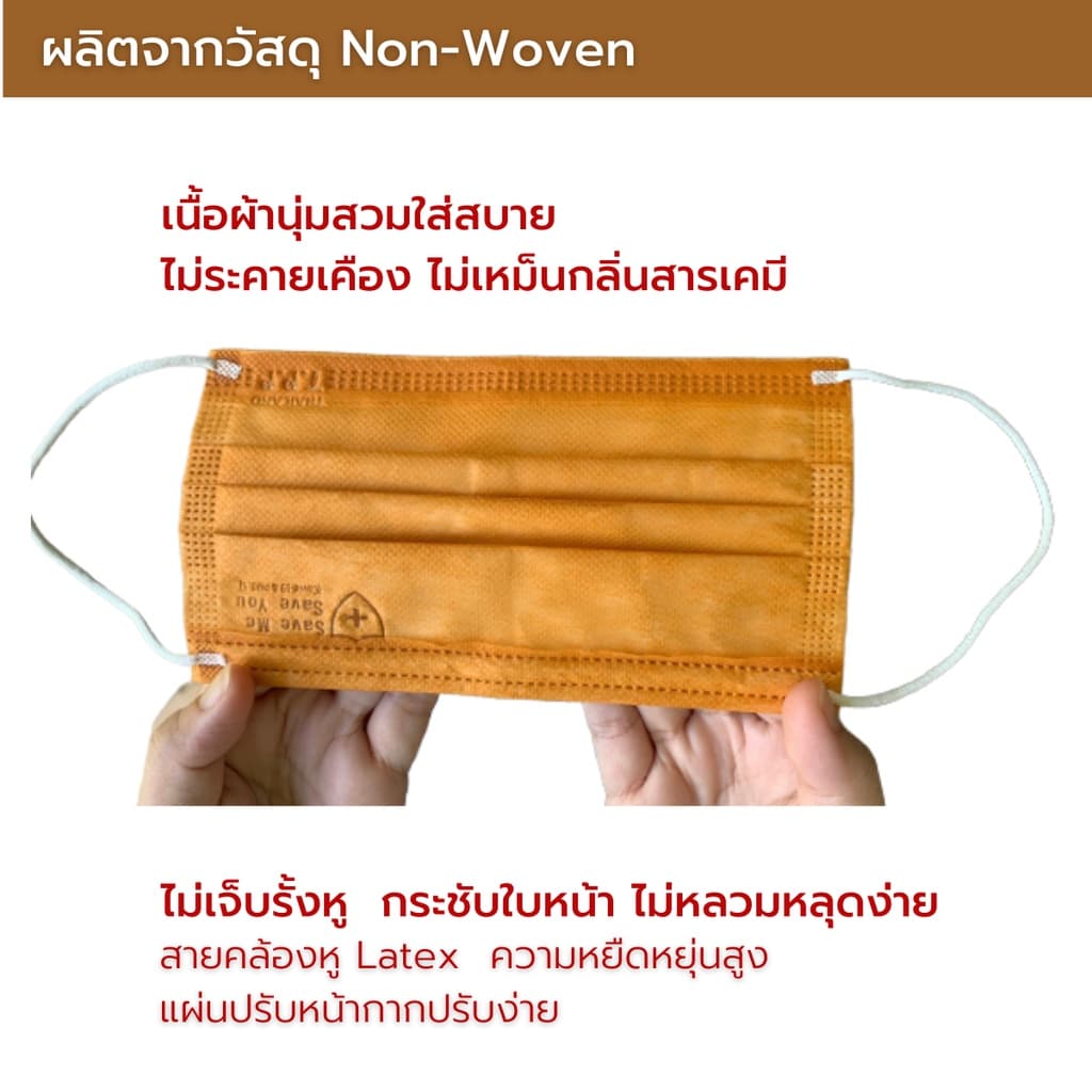 แมสพระสงฆ์ TPP แพค10ชิ้น แมสทางการแพทย์ 3 ชั้น หนา 30 แกรม หน้ากากอนามัยพระสงม์ มี อย. แมสพระ แมสก์ ผลิตในไทย-สีจีวร รูปที่ 4