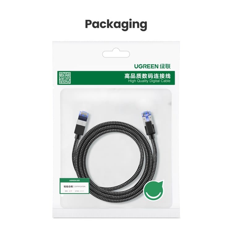 Ugreen 5m สายแลน เครือข่ายอีเธอร์เน็ต ไนลอนถัก Cat8 40Gbps 2000Mhz สําหรับแล็ปท็อป Ps 4 Router Rj45 รูปที่ 9