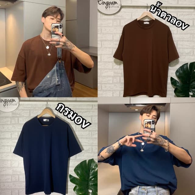 ซื้อผ่านวิดีโอลด30%ใช้ได้จริง! ผ้าดี เสื้อยืดผู้ชาย เสื้อโอเวอร์ไซส์ผู้ชาย รูปที่ 4