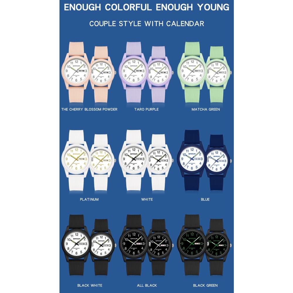 Sanda นาฬิกาข้อมือควอตซ์ดิจิทัล หน้าจอ LED สีพื้น สไตล์โรแมนติก สําหรับคู่รัก 6088-89/14 รูปที่ 7