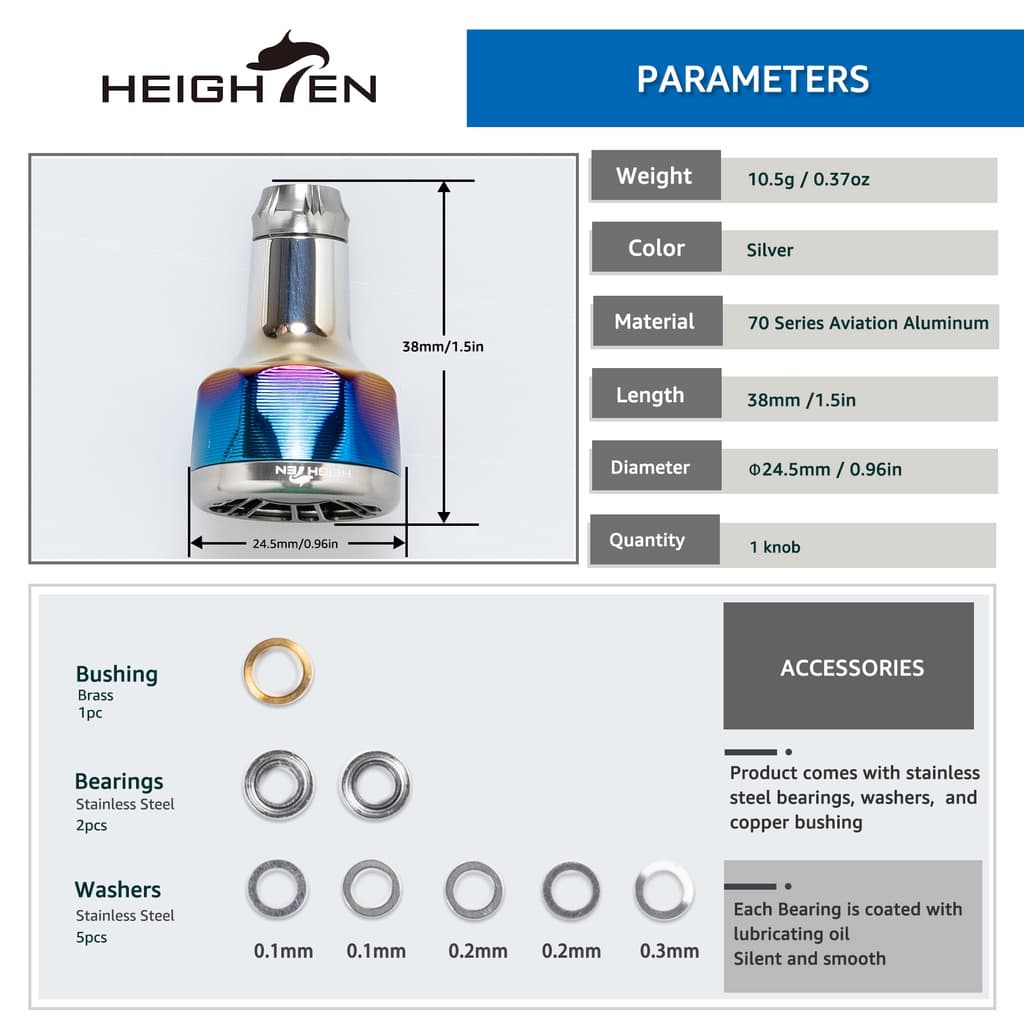 HEIGHTEN ลูกบิดมือจับรอก 24.5 มม. สําหรับด้ามจับรอก Shimano Type A และ Daiwa Type S รูปที่ 6
