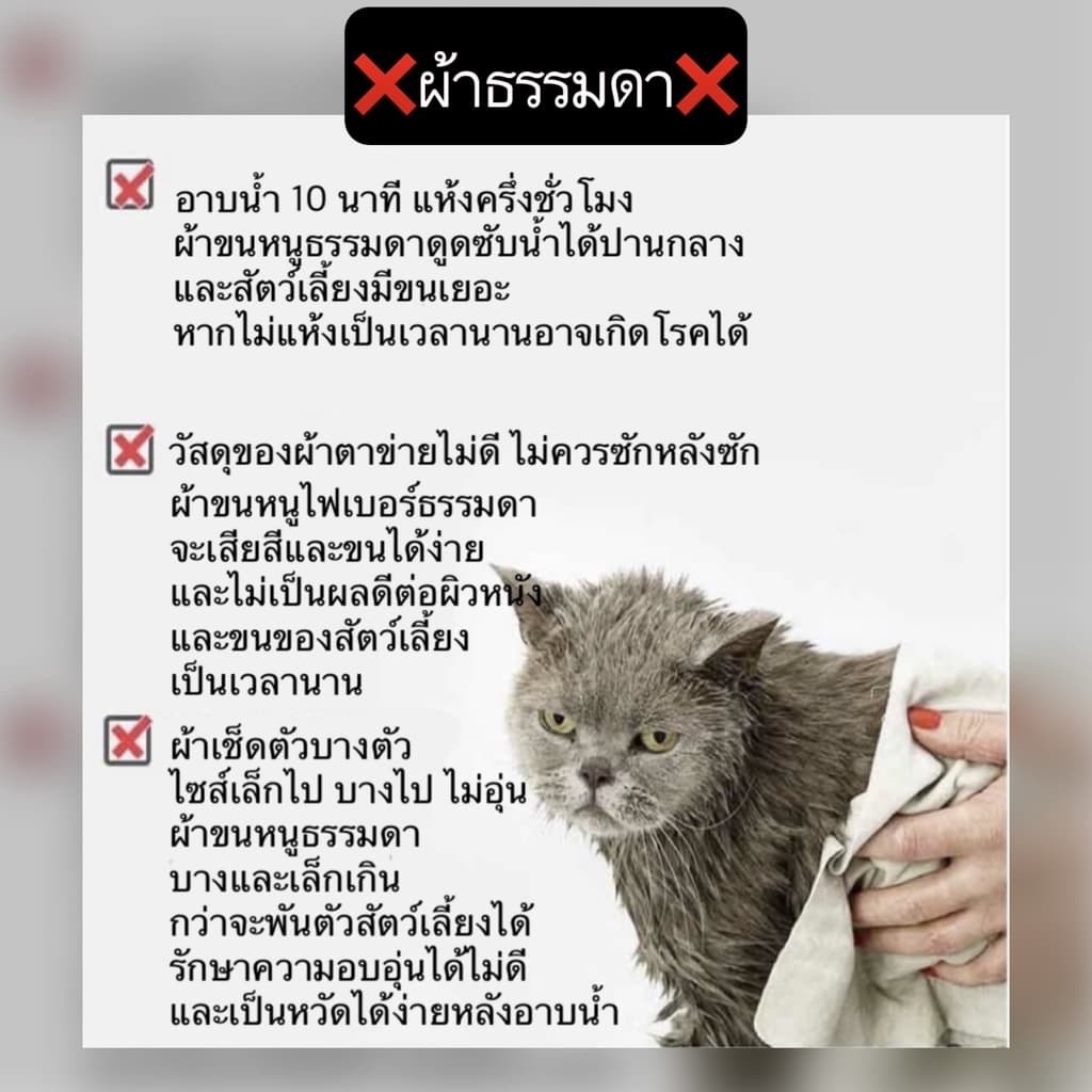 AL-357 ผ้าเช็ดขนสัตว์เลี้ยง หมา แมว ผ้าเช็ดขนสัตว์ เช็ดขนแมว สุนัข กระต่าย ผ้าไมโครไฟเบอร์ ซับน้ำได้ดี รูปที่ 2