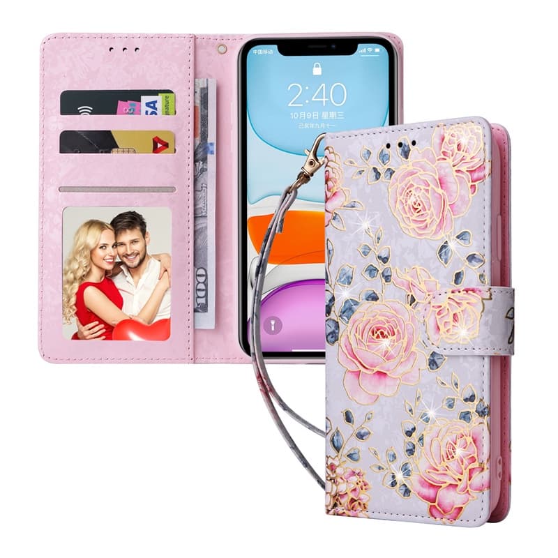 ปลอกหรูหราสําหรับ iPhone 17 Pro Air 16 Pro 8 Plus 12 Pro 7 Plus 16 17 12 ดอกไม้รูปแบบบัตเตอร์กระเป๋าสตางค์หนังช่องใส่การ์ดพลิกผิวป้องกันกรณี รูปที่ 8