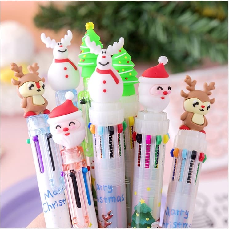 ปากกาลูกลื่น 6 สีในด้าม 0.5mm ปากกาหัวตุ๊กตาคริสต์มาส Christmas ซานตาคลอส เรนเดียร์ สโนว์แมน ใช้จดบันทึก คละลาย รูปที่ 6