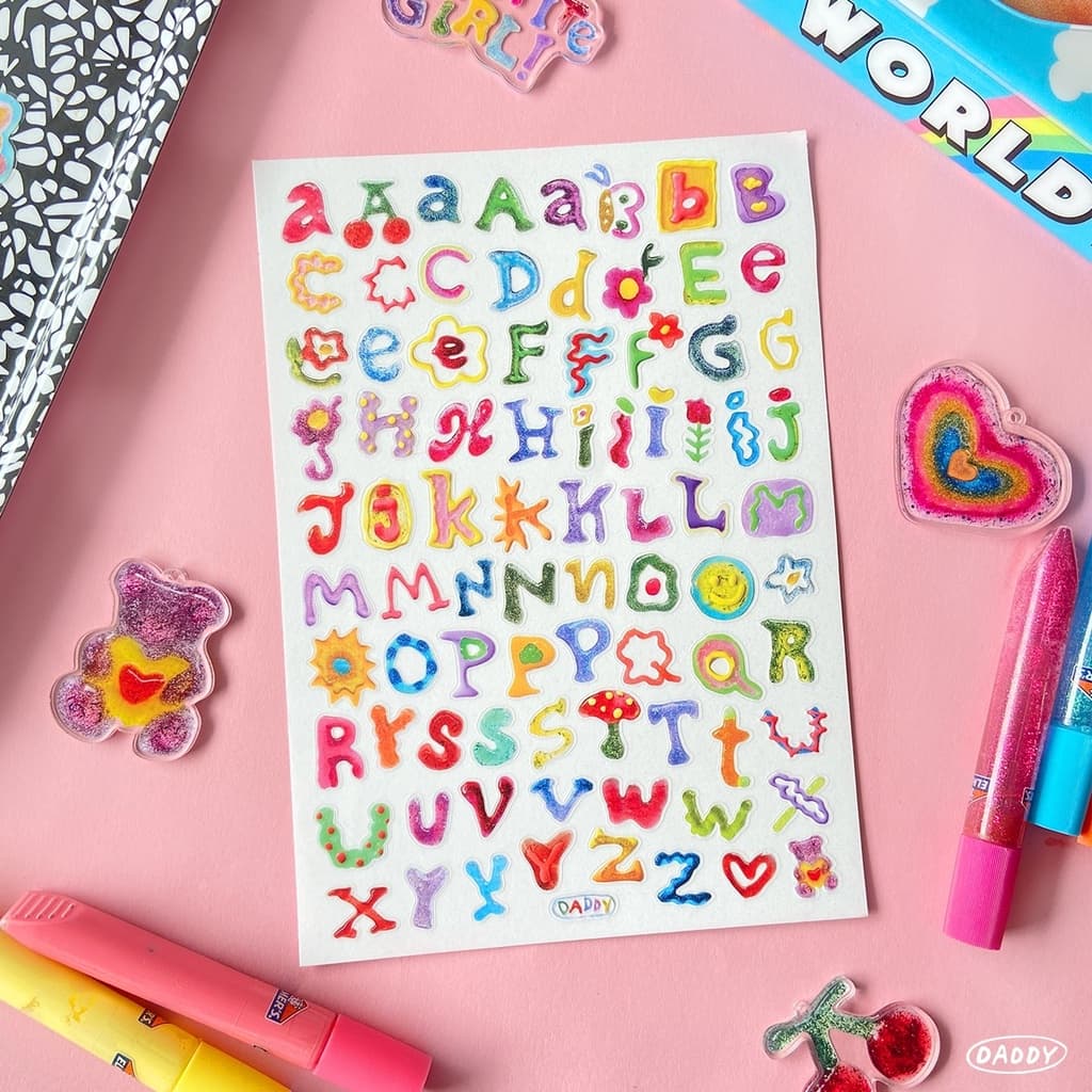 DADDY | Glitter Glue Alphabet Sticker A5 สติ๊กเกอร์ตกแต่ง ลายตัวอักษร เนื้อวิ้งๆ รูปที่ 6