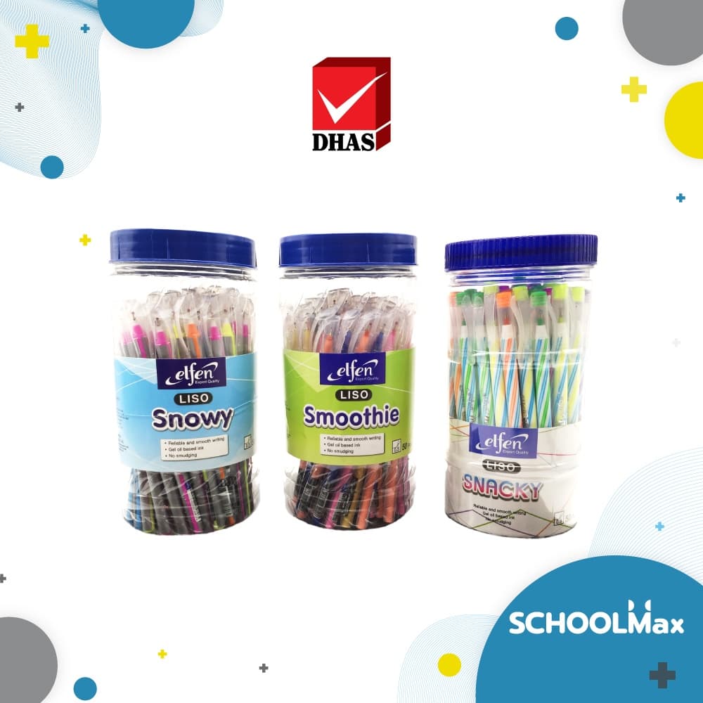 ปากกา LISO Snowy, Snacky, Smoothie สีน้ำเงิน 50 ด้าม ยี่ห้อ Elfen / 1 กล่อง รูปที่ 1