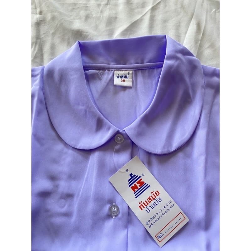 เสื้อนักเรียนคอบัว ผ้ามัน บรีสกีน แขนยาว ยี่ห้อนำสมัย **เอาบิลโปรดเเจ้งลงหมายเหตุก่อนสั่งซื้อ รูปที่ 8