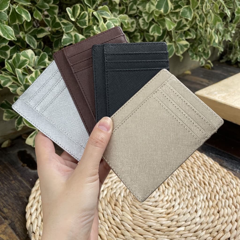 card holder หนังวัวแท้คุณภาพดี ซองหนัง กระเป๋าบัตร ซองบัตร Card Holder Mini Wallet Saffiano S5-58 รูปที่ 4