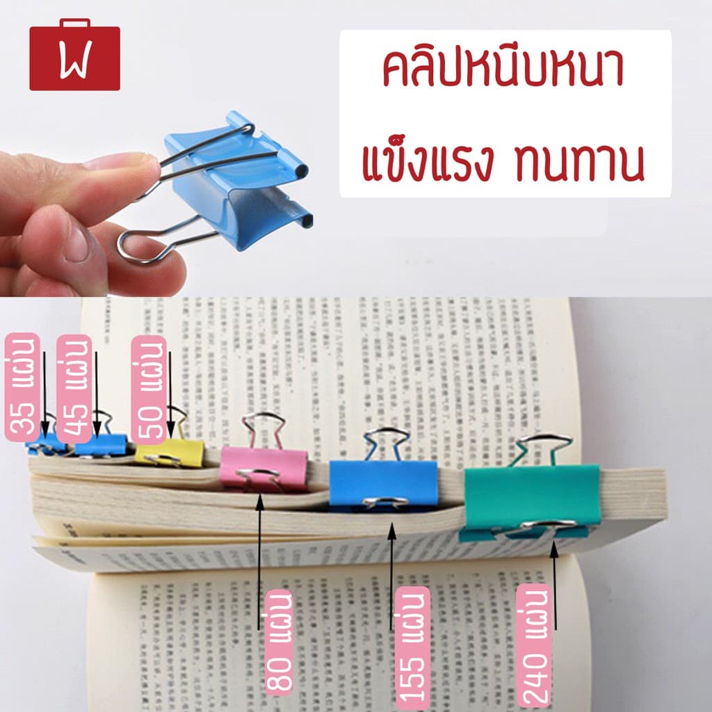 Oneworkstory คลิปหนีบกระดาษ 15/19/25/32/41/51mm คลิปดำ คลิปสี ตัวหนีบกระดาษ ที่หนีบกระดาษ Black binder clip paper clips รูปที่ 2