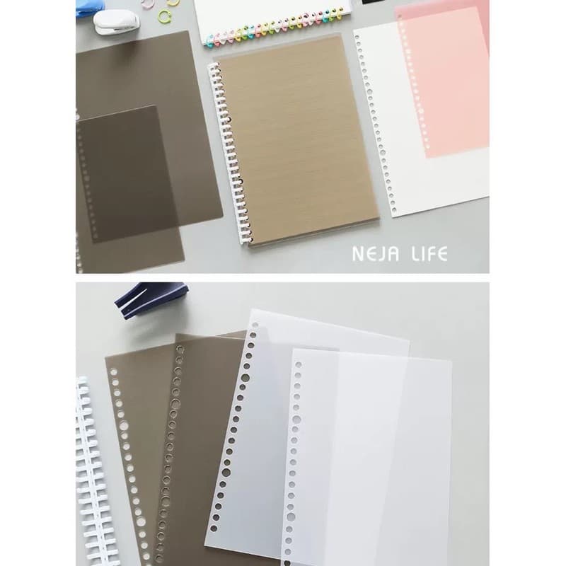 < > NEJA LIFE ปกสมุด รุ่นขุ่น แบบหนา/อ่อน A5 มี20รู, B5มี26รู 1แพ็ค2ชิ้น ,ปกสมุดพลาสติก สมุดรีฟิว มูจิ ปกขุ่น รูปที่ 4