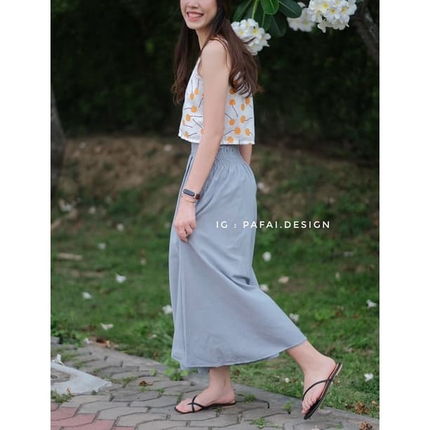 กระโปรงผ้าฝ้าย สไตล์ญี่ปุ่น กระโปรงยาว มีกระเป๋าข้าง by pafai.design รูปที่ 3