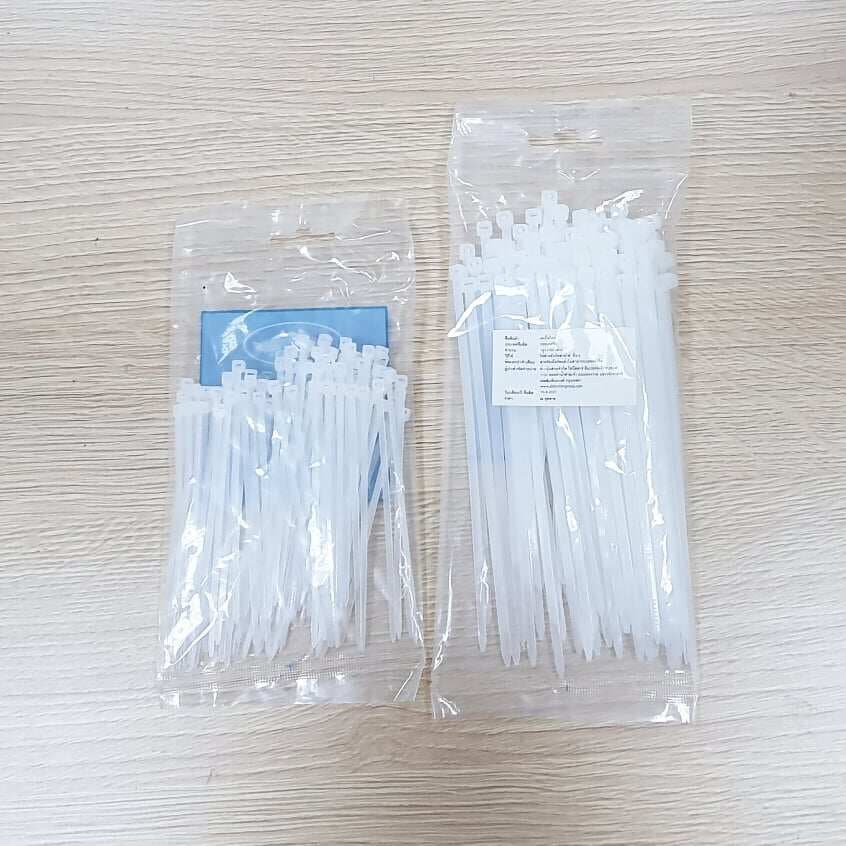 เคเบิ้ลไทร์ Nylon Plastic Cable Ties สีใส 1 ถุง มี100เส้น มีให้เลือกหลายขนาด สายรัดไนล่อน เข็มขัดรัดสายไฟ หนวดกุ้ง รูปที่ 2