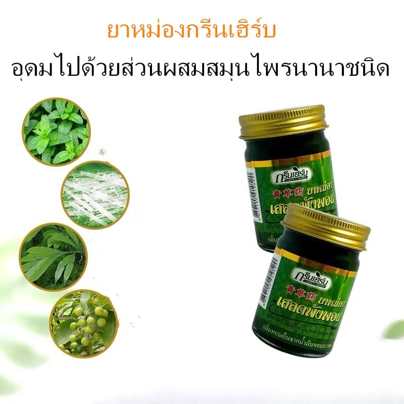 Green Herb ยาหม่องเสลดพังพอน 50กรัม ยาหม่องกรีนเฮิร์บ ยาหม่องสมุนไพร กลิ่นหอมสดชื่น รูปที่ 3