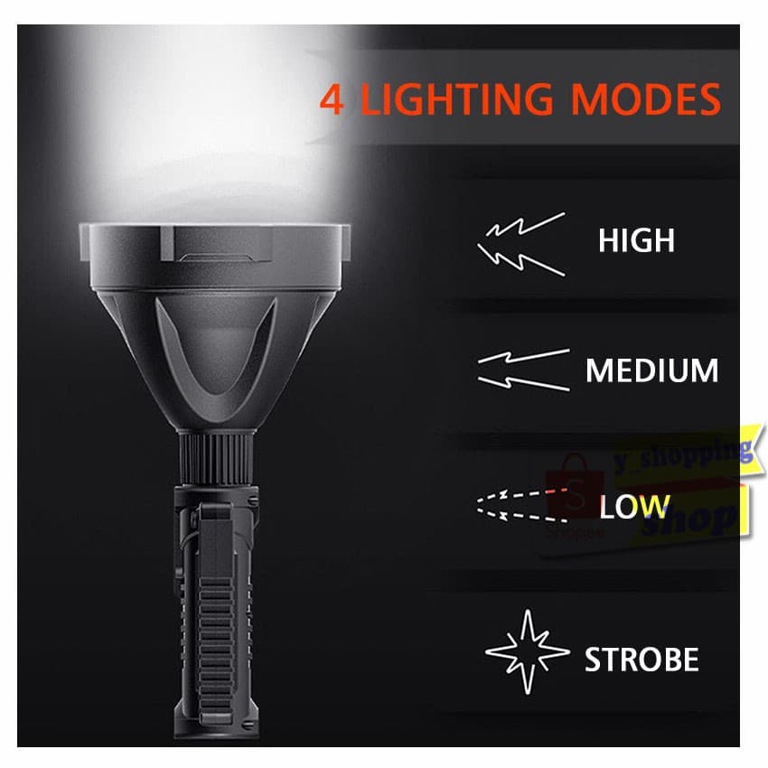 ไฟฉายแรงสูง 4 โหมด W-590 USB Rechargeable 20w รูปที่ 2